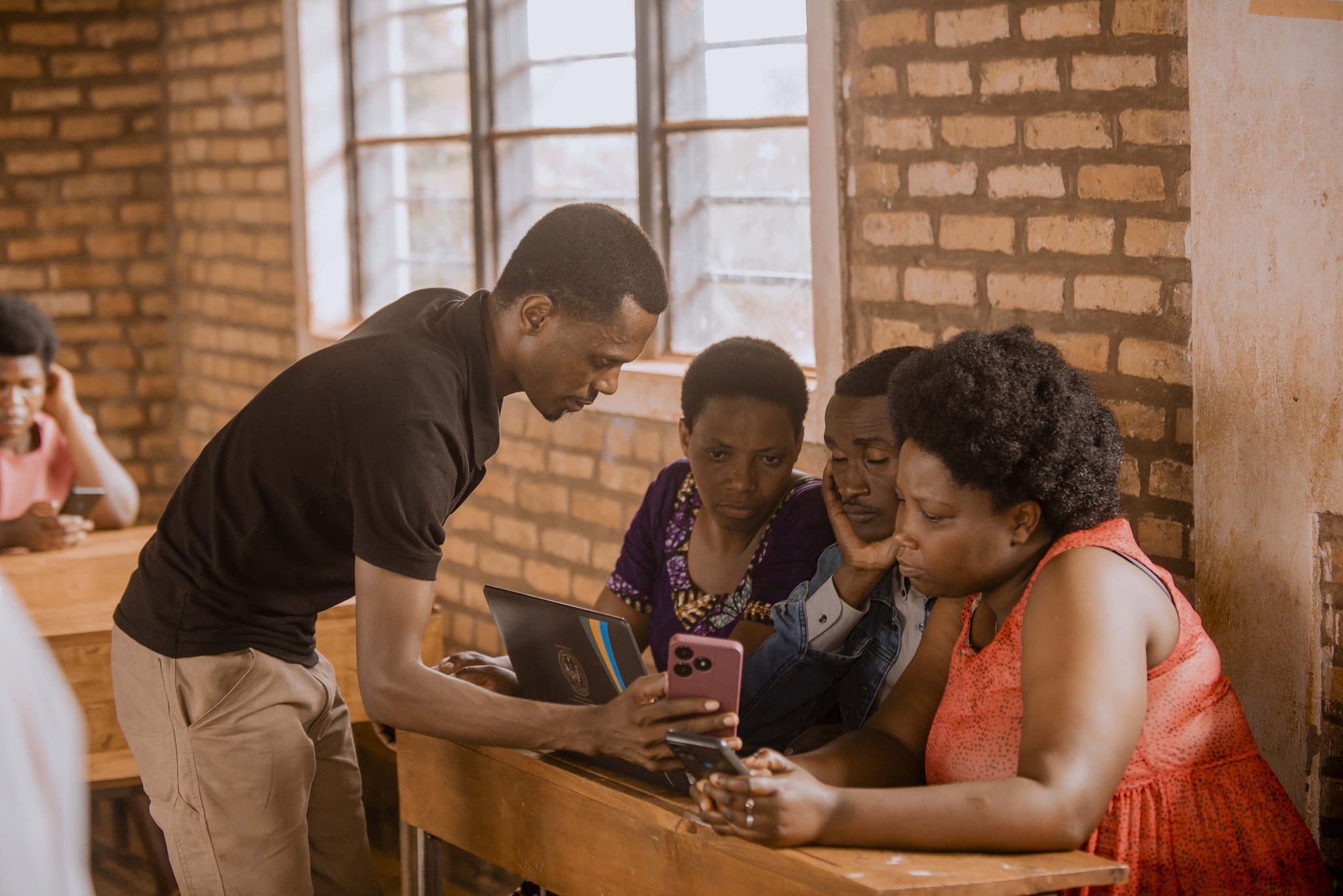 Students using technology together